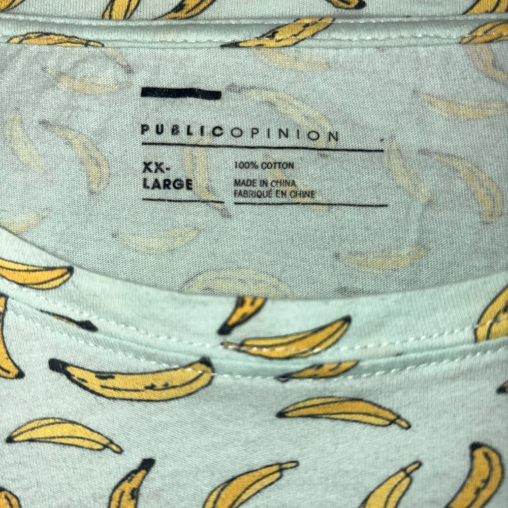 Public Opinion Men's Banana Print Short Sleeve Tee - Light Blue